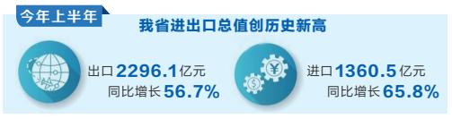 3656.6亿元 上半年我省外贸进出口总值增长60%