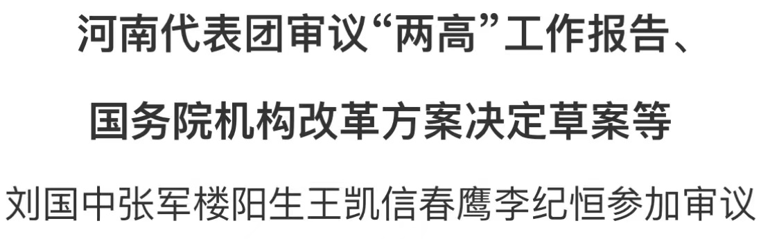 河南代表团审议“两高”工作报告、国务院机构改革方案决定草案等