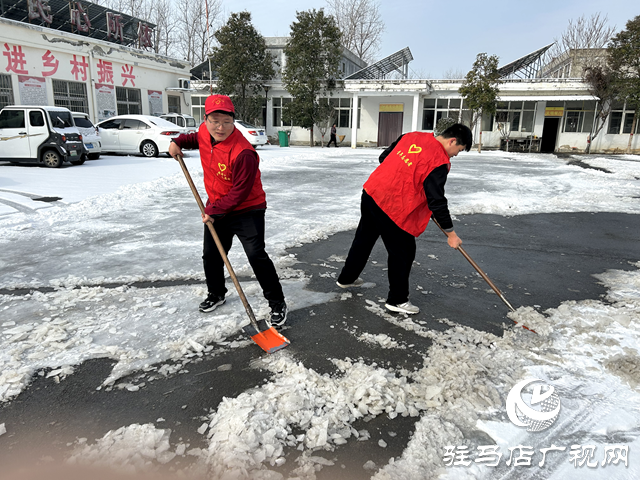 新蔡县顿岗乡团委开展学雷锋做好事扫雪除冰志愿服务活动