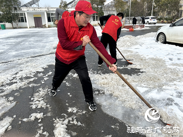 新蔡县顿岗乡团委开展学雷锋做好事扫雪除冰志愿服务活动