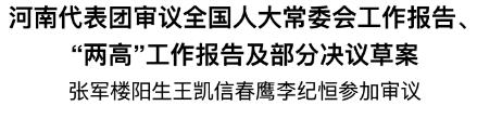 河南代表团审议全国人大常委会工作报告、“两高”工作报告及部分决议草案
