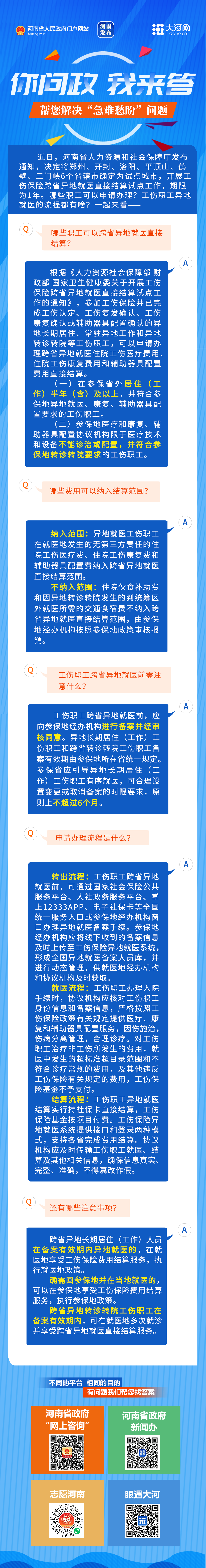 4月1日起河南6地将开展工伤异地就医直接结算，如何办理？