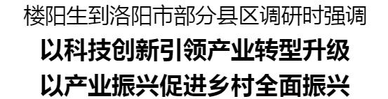 楼阳生到洛阳市部分县区调研