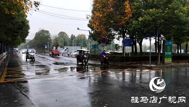 驻马店市中心城区迎来雨雾天气